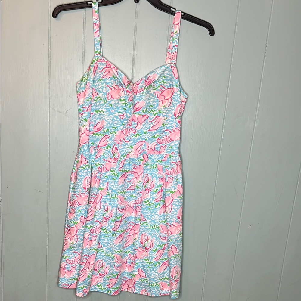 Lilly Pulitzer “Lobstah Roll” Pink & Green Mini Dress – Size 10